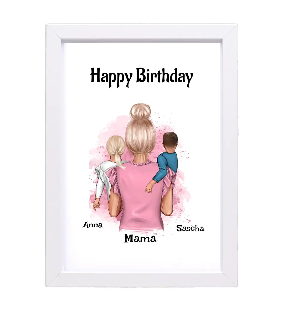 Mama Geburtstagsgeschenk Poster mit Kinder