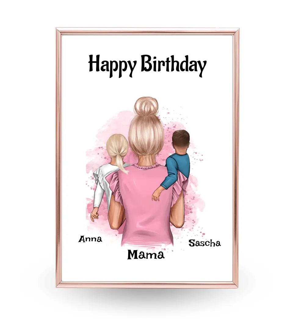 Mama Geburtstagsgeschenk Poster mit Kinder