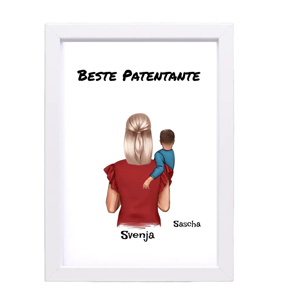 Geschenk Poster Patentante und kleiner Junge