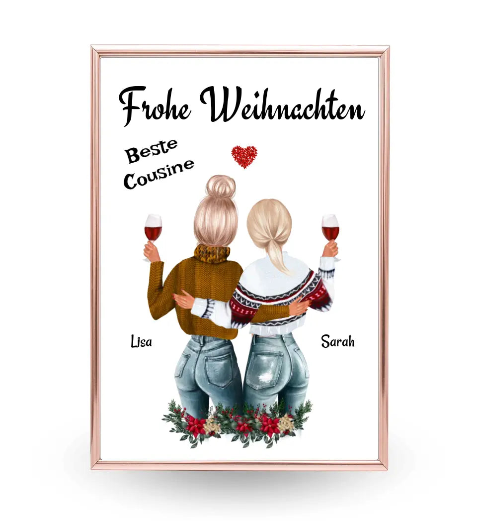 Cousine Poster Weihnachtsgeschenk personalisiert