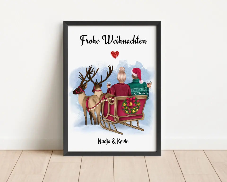 Paar Poster Weihnachtsgeschenk personalisiert