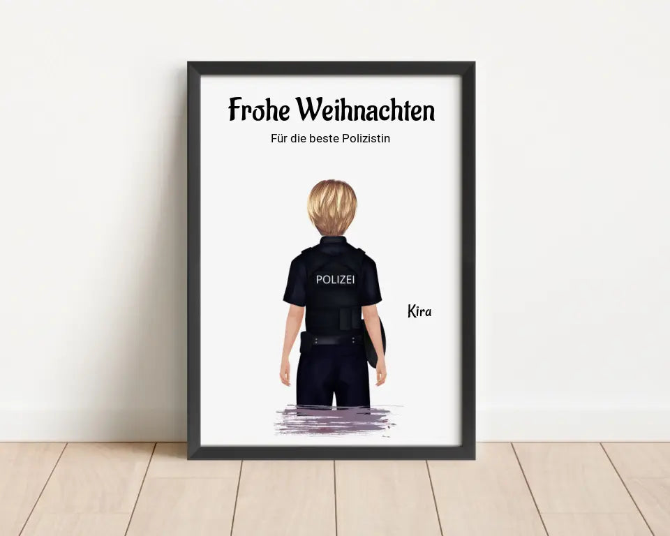 Polizistin Weihnachtsgeschenk Bild personalisiert