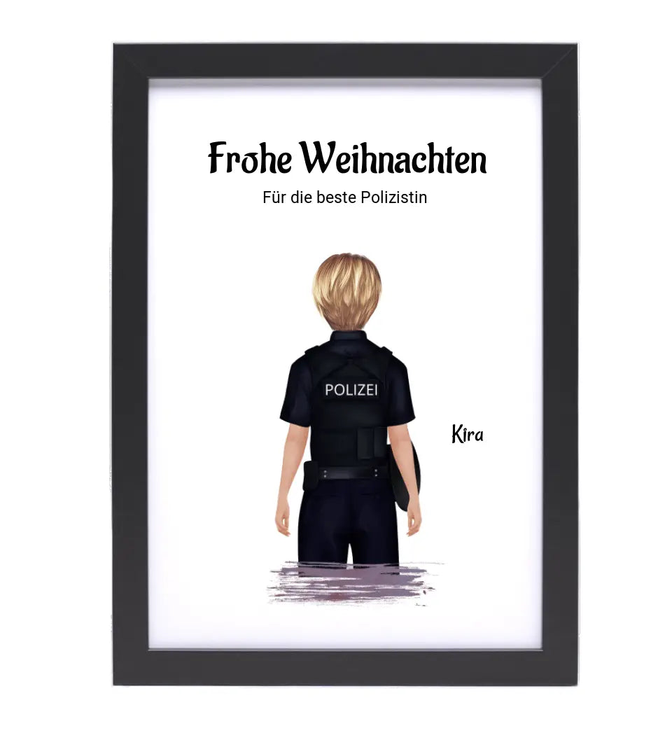 Polizistin Weihnachtsgeschenk Bild personalisiert