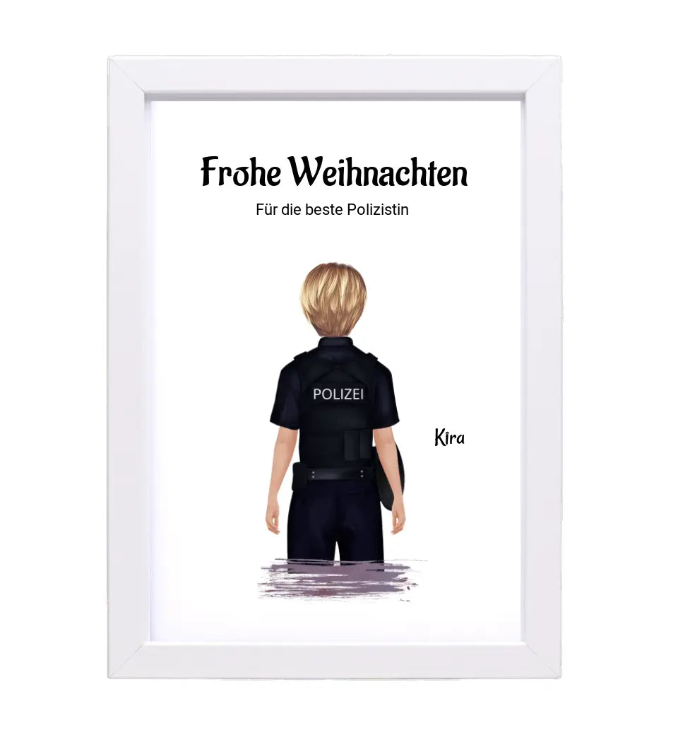 Polizistin Weihnachtsgeschenk Bild personalisiert