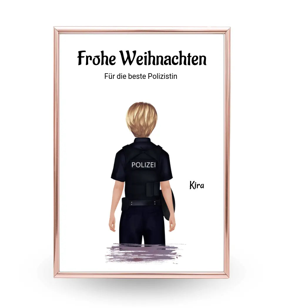 Polizistin Weihnachtsgeschenk Bild personalisiert