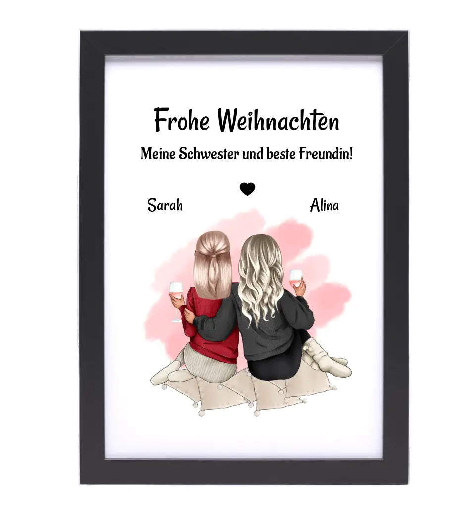 Beste Schwester Posterdruck Weihnachtsgeschenk