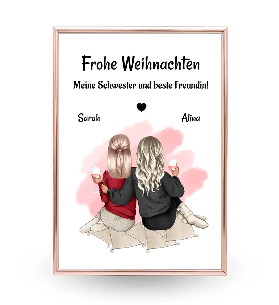 Beste Schwester Posterdruck Weihnachtsgeschenk