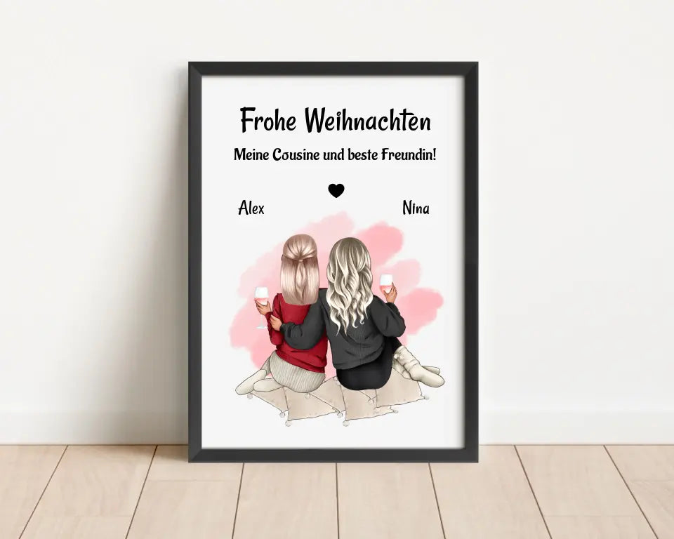 Personalisiertes Weihnachtsgeschenk Poster für Cousine