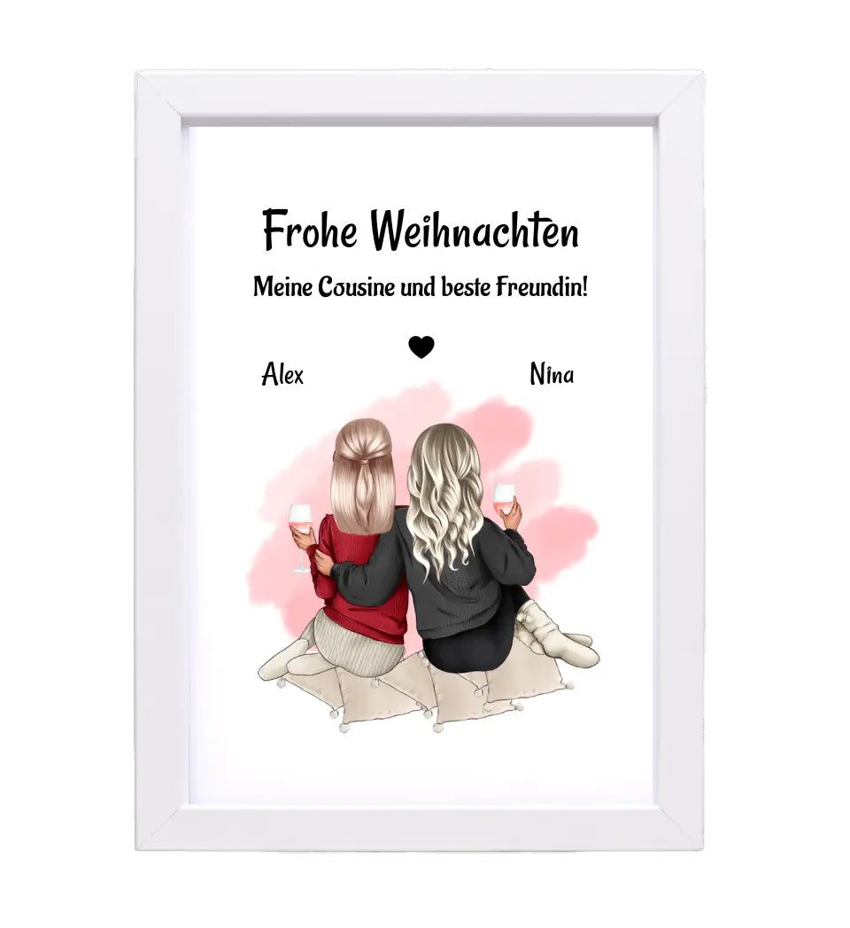 Personalisiertes Weihnachtsgeschenk Poster für Cousine