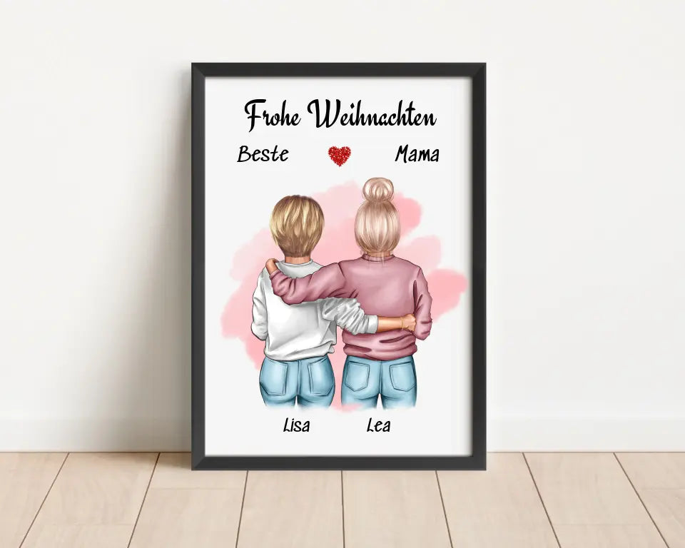 Weihnachtsgeschenk Mutter Tochter Posterdruck