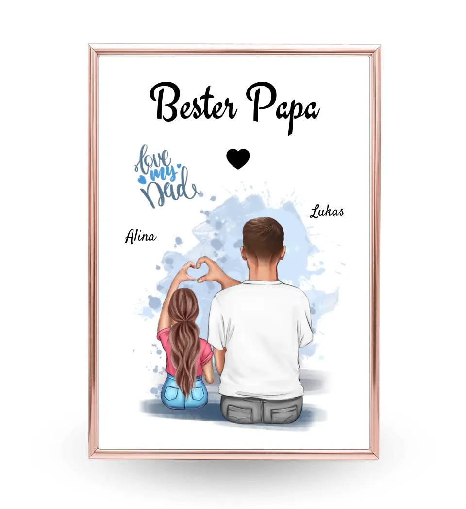 Papa Tochter Poster Geschenk personalisieren