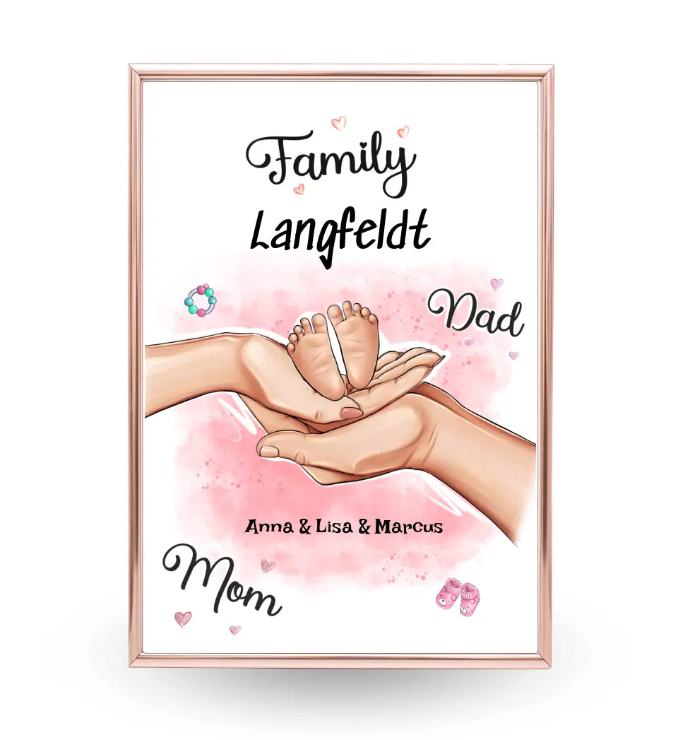 Personalisiertes Geburtsgeschenk Baby Hände Poster