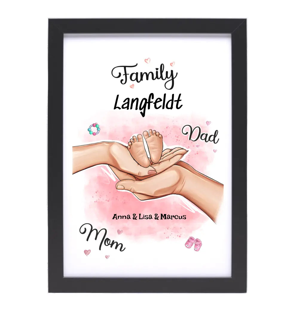 Personalisiertes Geburtsgeschenk Baby Hände Poster