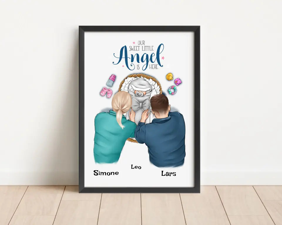 Baby Geburt Junge & Mädchen Bild Geschenk personalisiert