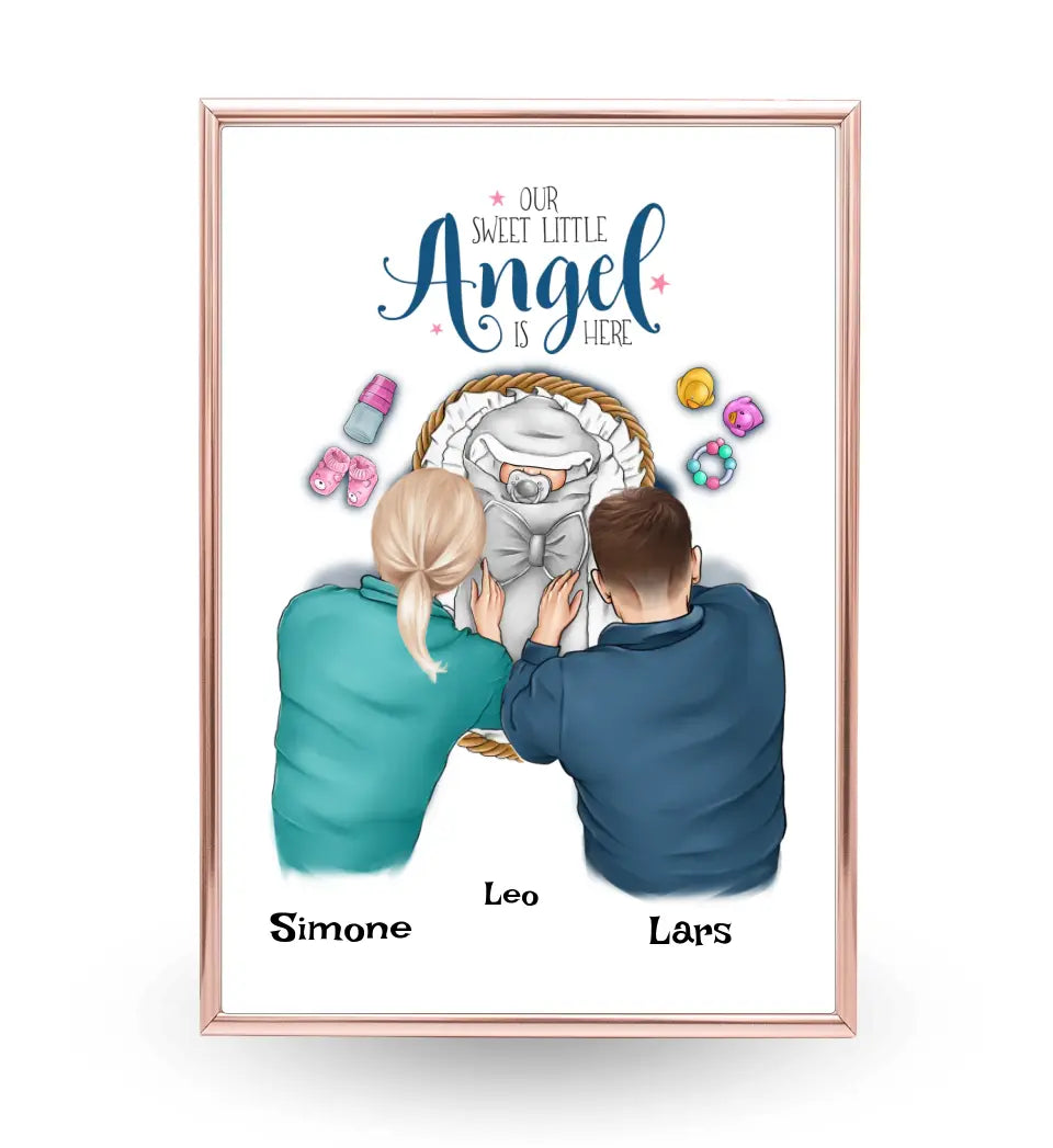 Baby Geburt Junge & Mädchen Bild Geschenk personalisiert