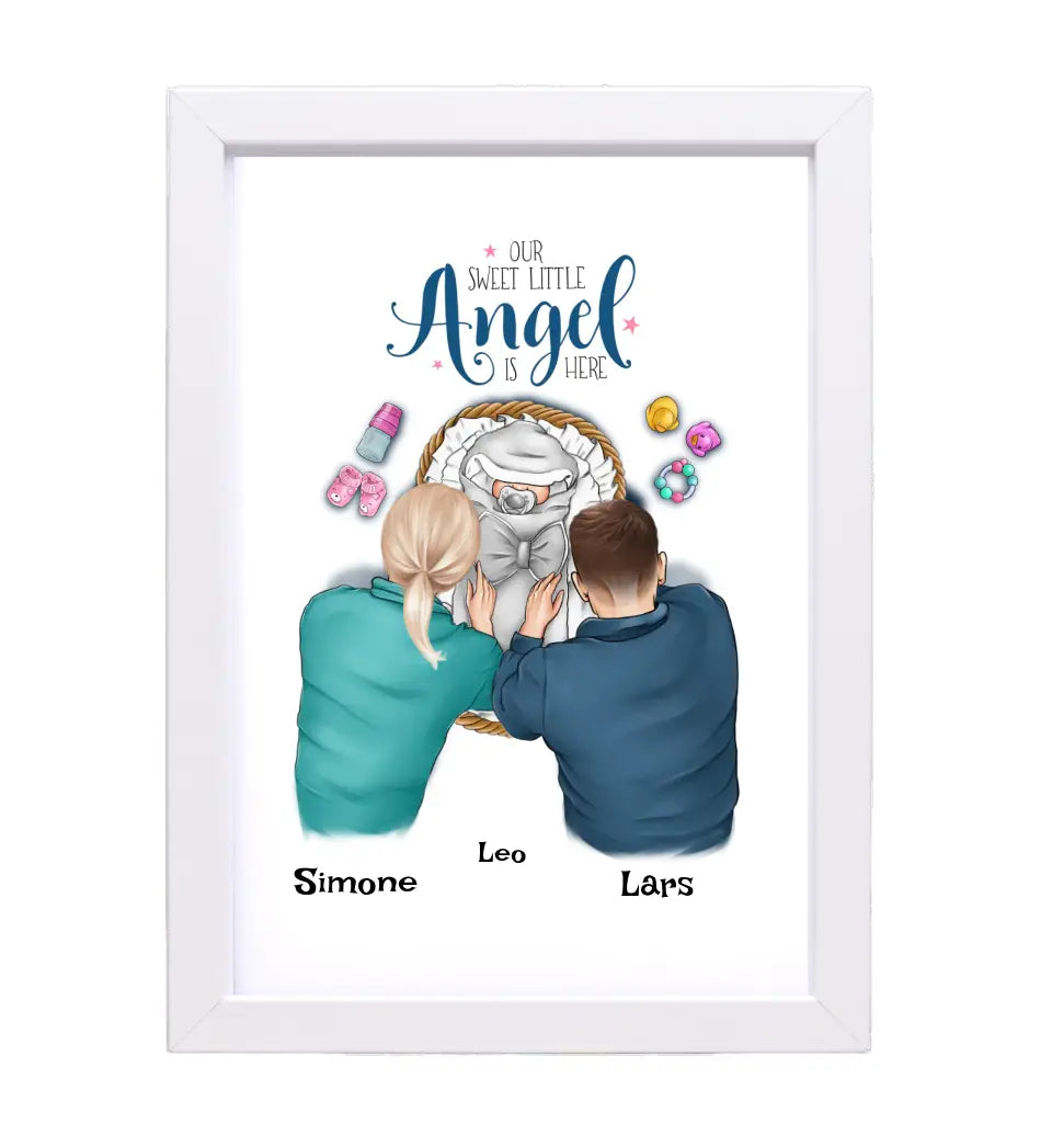 Baby Geburt Junge & Mädchen Bild Geschenk personalisiert