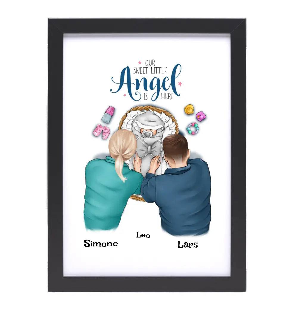 Baby Geburt Junge & Mädchen Bild Geschenk personalisiert