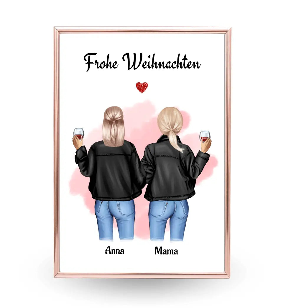 Geschenk Weihnachten Poster Mutter Tochter personalisiert