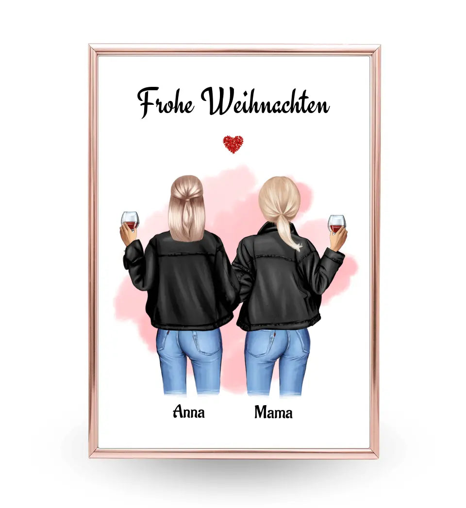 Geschenk Weihnachten Poster Mutter Tochter personalisiert