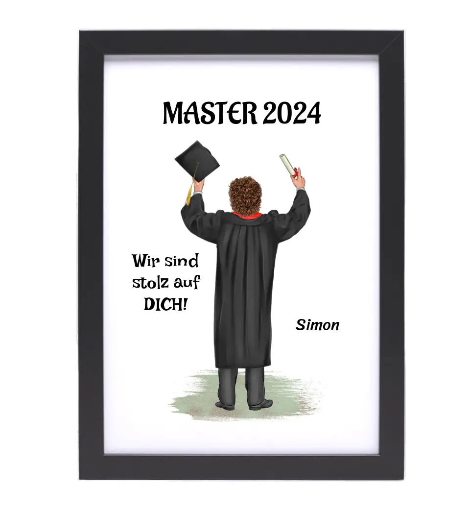 Geschenk Master Abschluss Poster personalisiert für Sohn