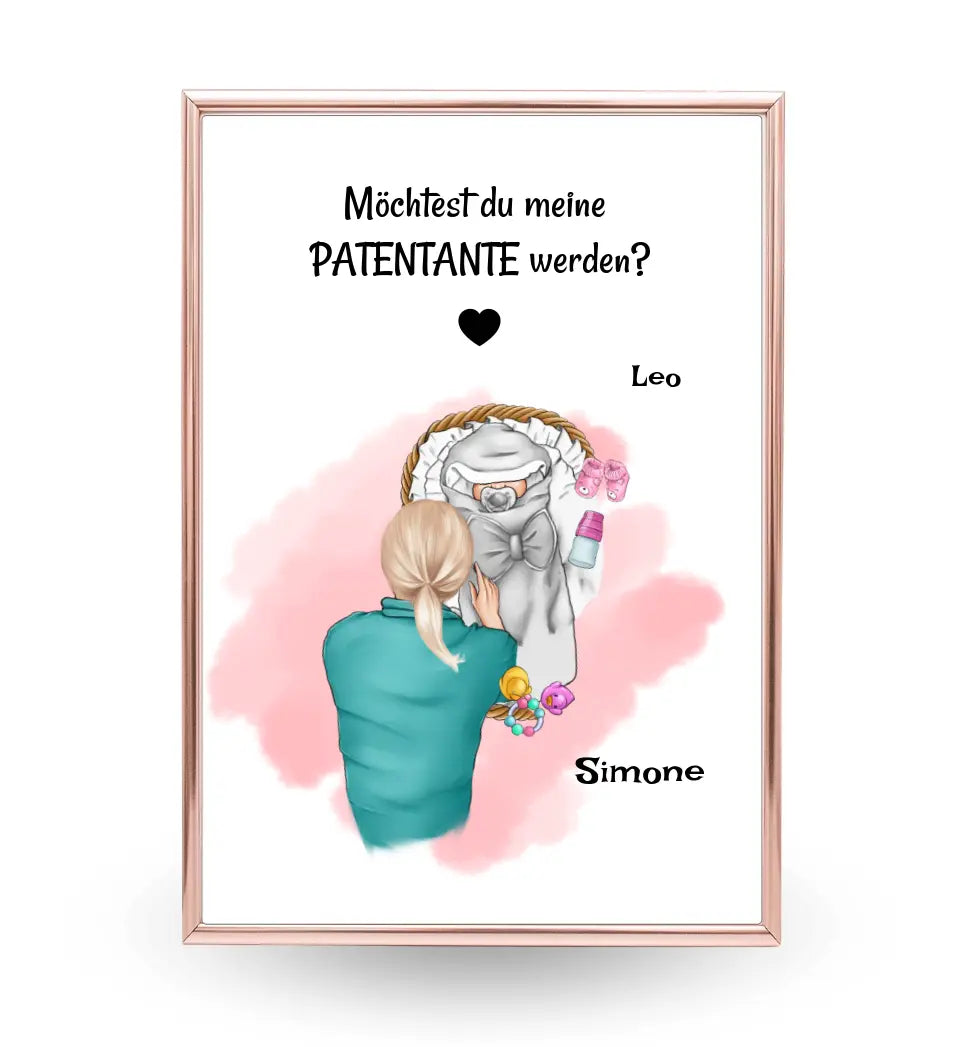 Patentante Fragen Geschenk Poster personalisiert