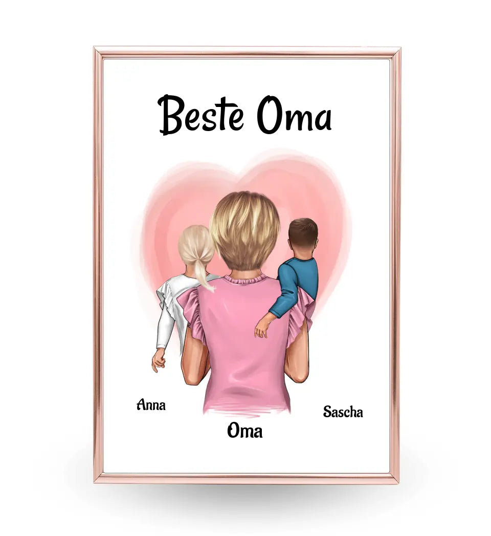 Oma Enkel Muttertagsgeschenk Bild personalisiert, Poster Geschenk zum Muttertag