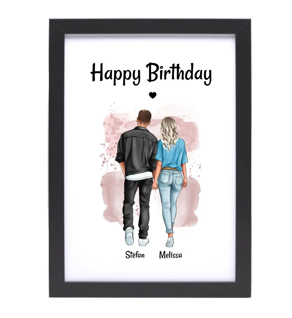 Paar Bild Geschenk personalisiert, Freund & Freundin Poster Geburtstagsgeschenk