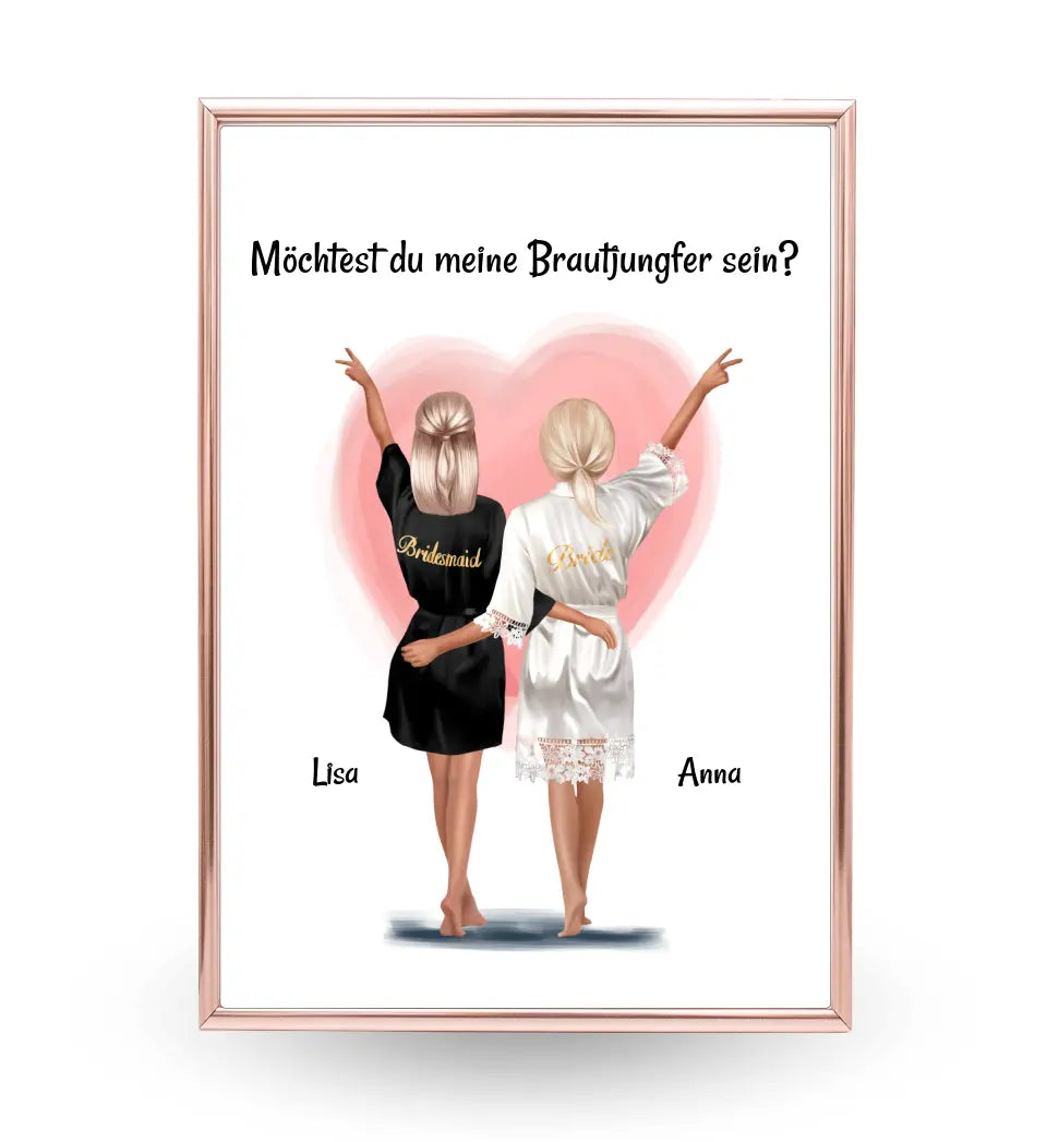 Brautjungfer Fragen Bild Geschenk personalisiert von Braut