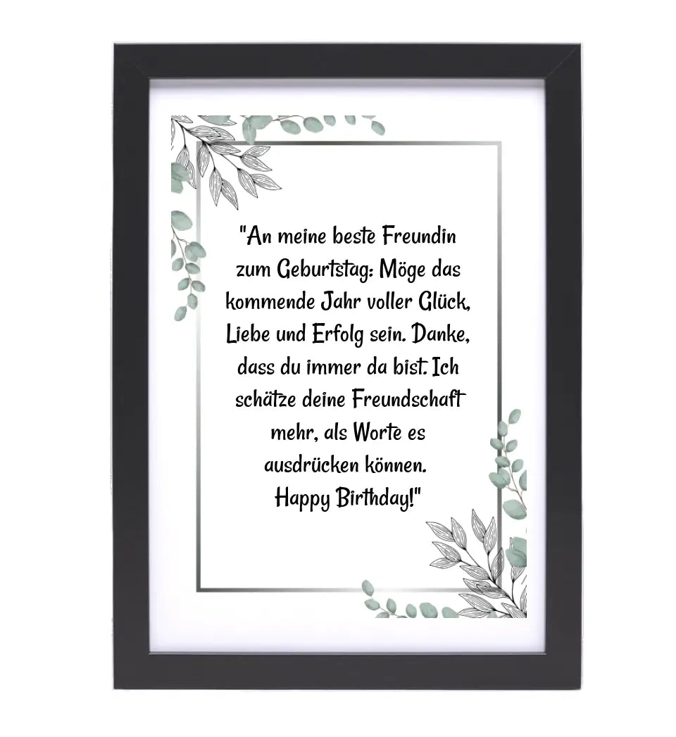 Beste Freundin Spruch zum Geburtstag Poster Geschenk