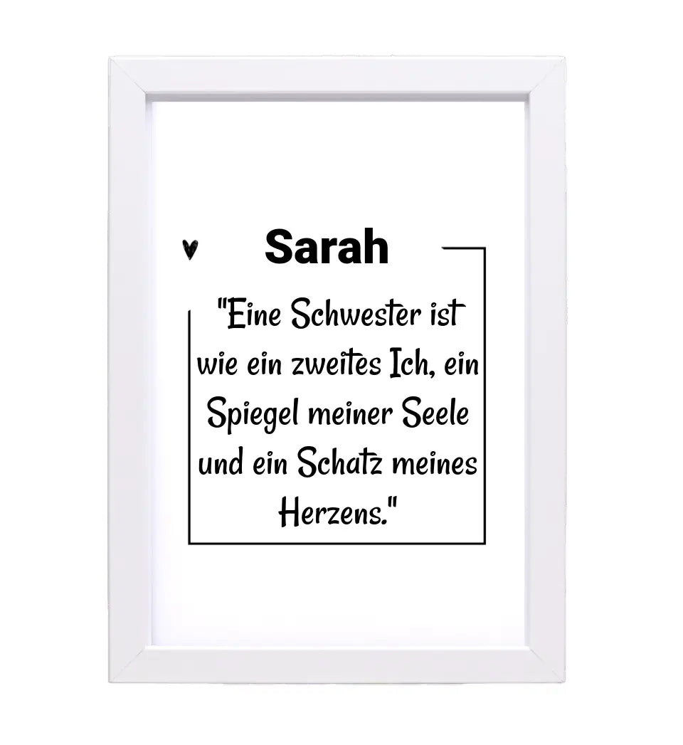 Schwester Definition Poster mit Name und Spruch personalisiert