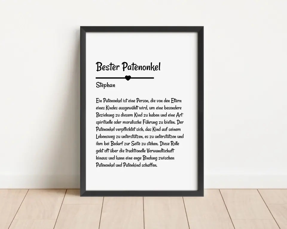 Definition Patenonkel Poster Geschenk personalisiert