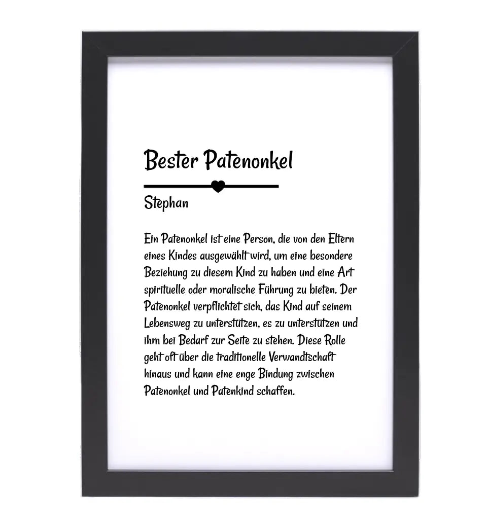 Definition Patenonkel Poster Geschenk personalisiert