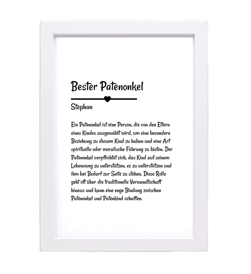 Definition Patenonkel Poster Geschenk personalisiert