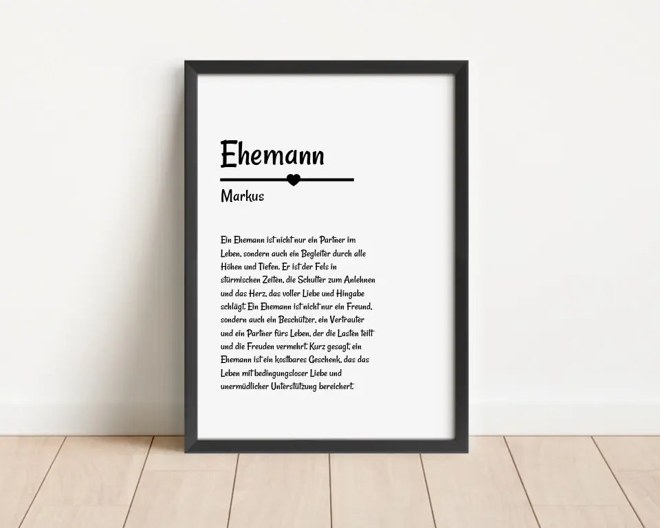 Ehemann Definition Poster Geschenk personalisiert