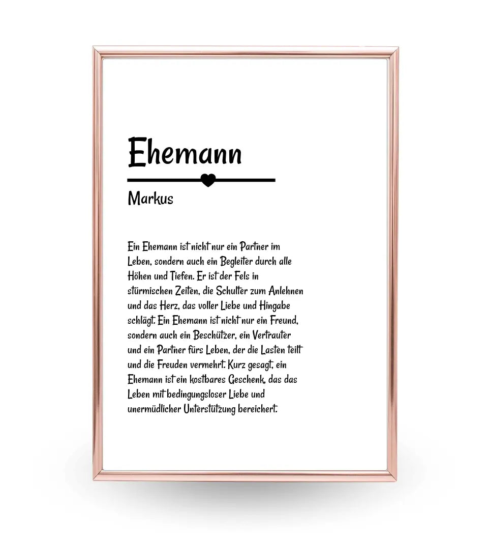 Ehemann Definition Poster Geschenk personalisiert