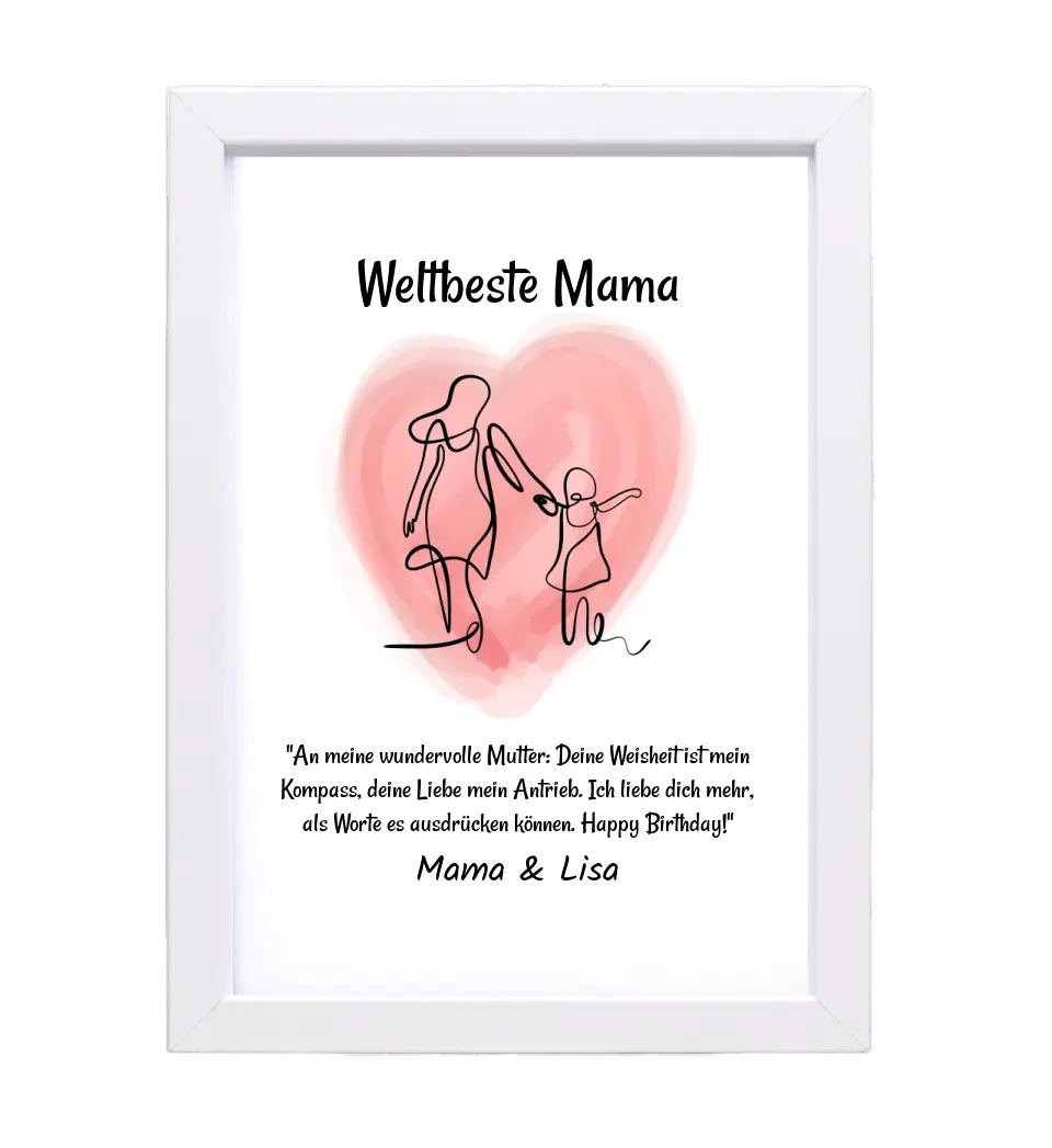 Mutter Tochter Linienkunst Poster Geschenk personalisiert mit Spruch