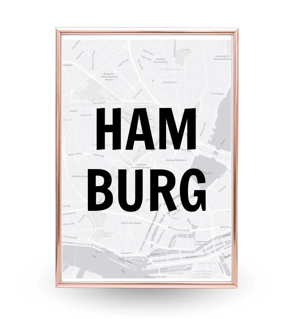 Lieblingsstadt Hamburg Koordinaten Straßenkarte Poster personalisiert