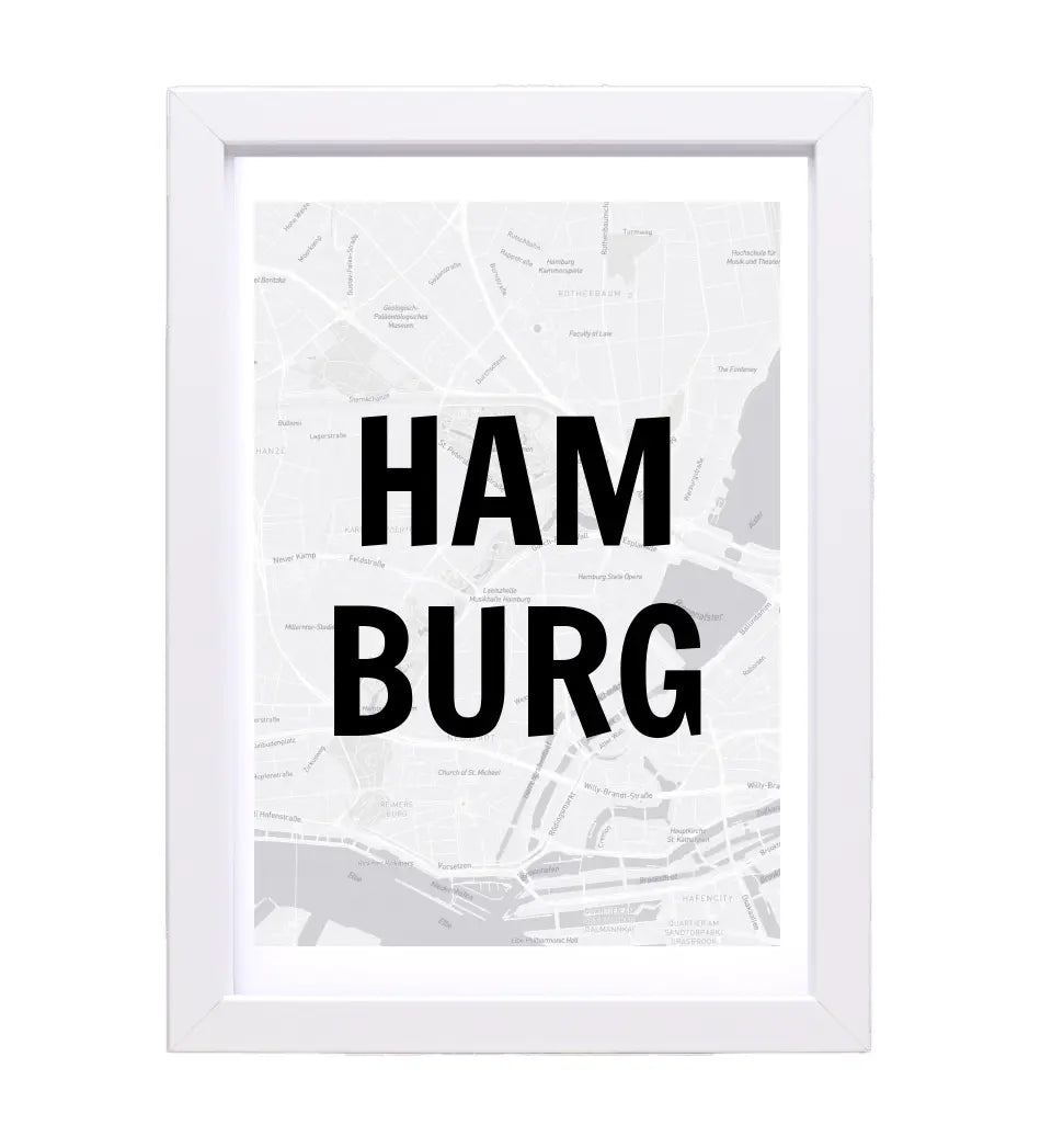 Lieblingsstadt Hamburg Koordinaten Straßenkarte Poster personalisiert