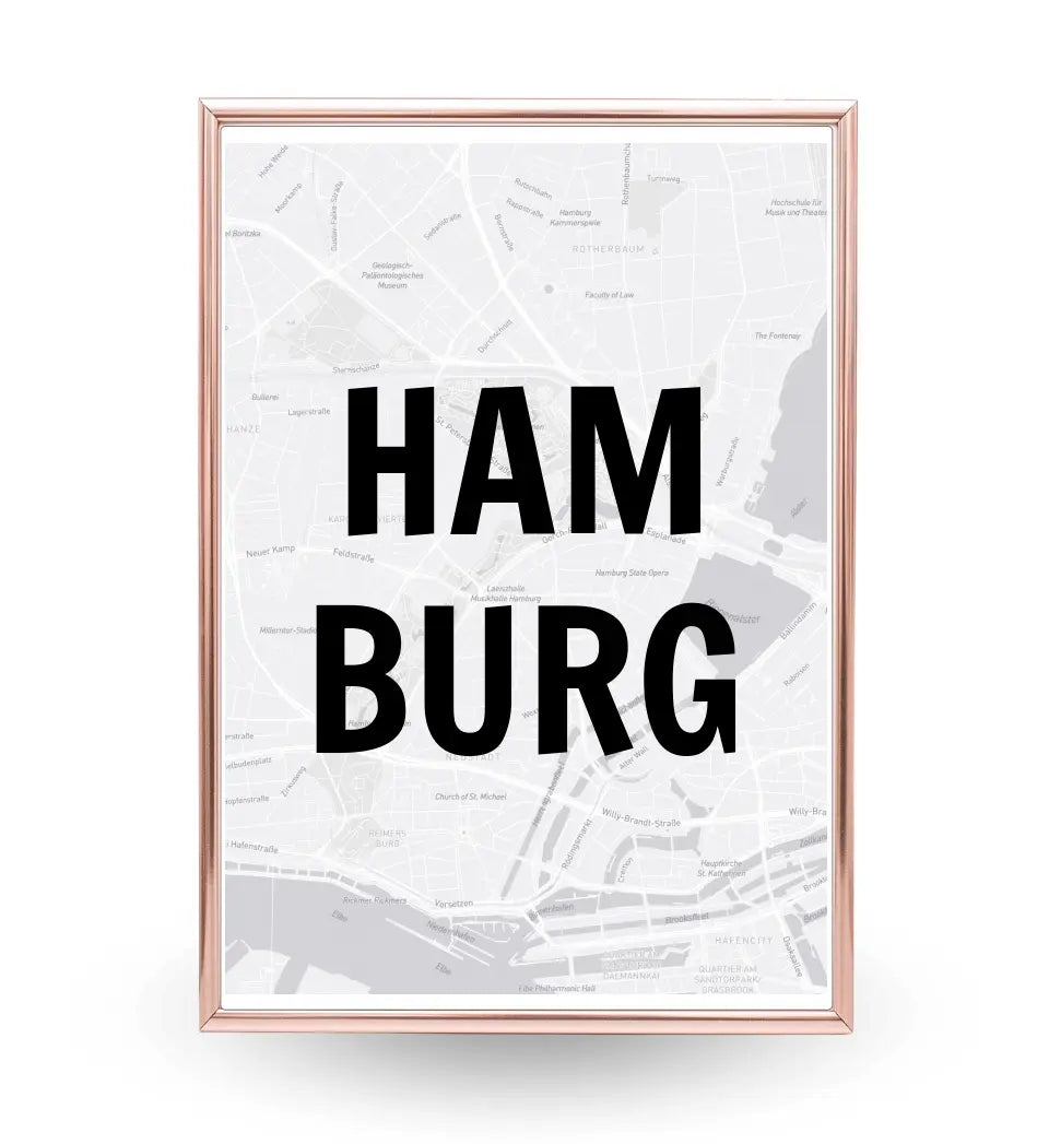 Lieblingsstadt Hamburg Koordinaten Straßenkarte Poster personalisiert