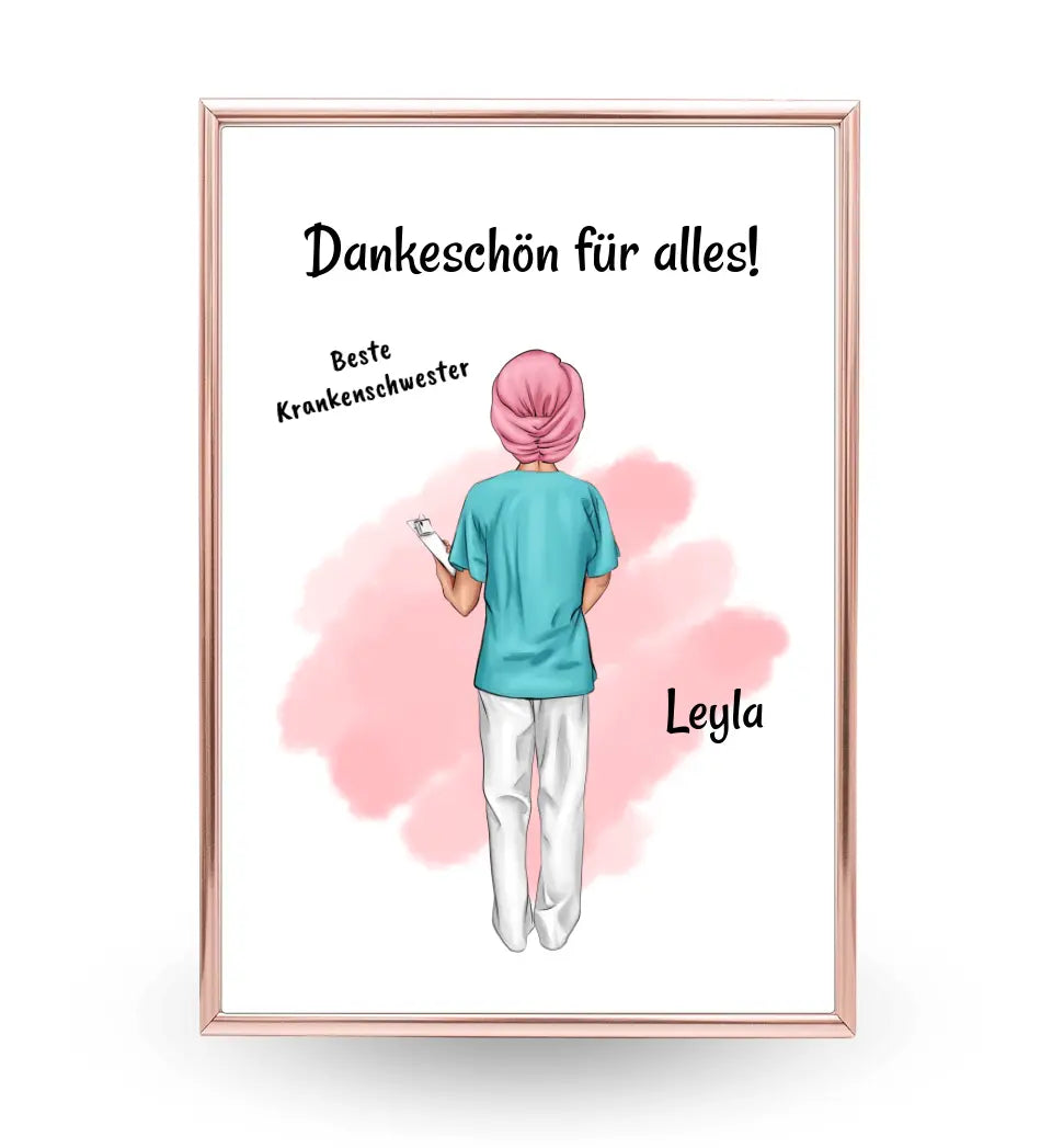 Krankenschwester mit Kopftuch Poster personalisiert