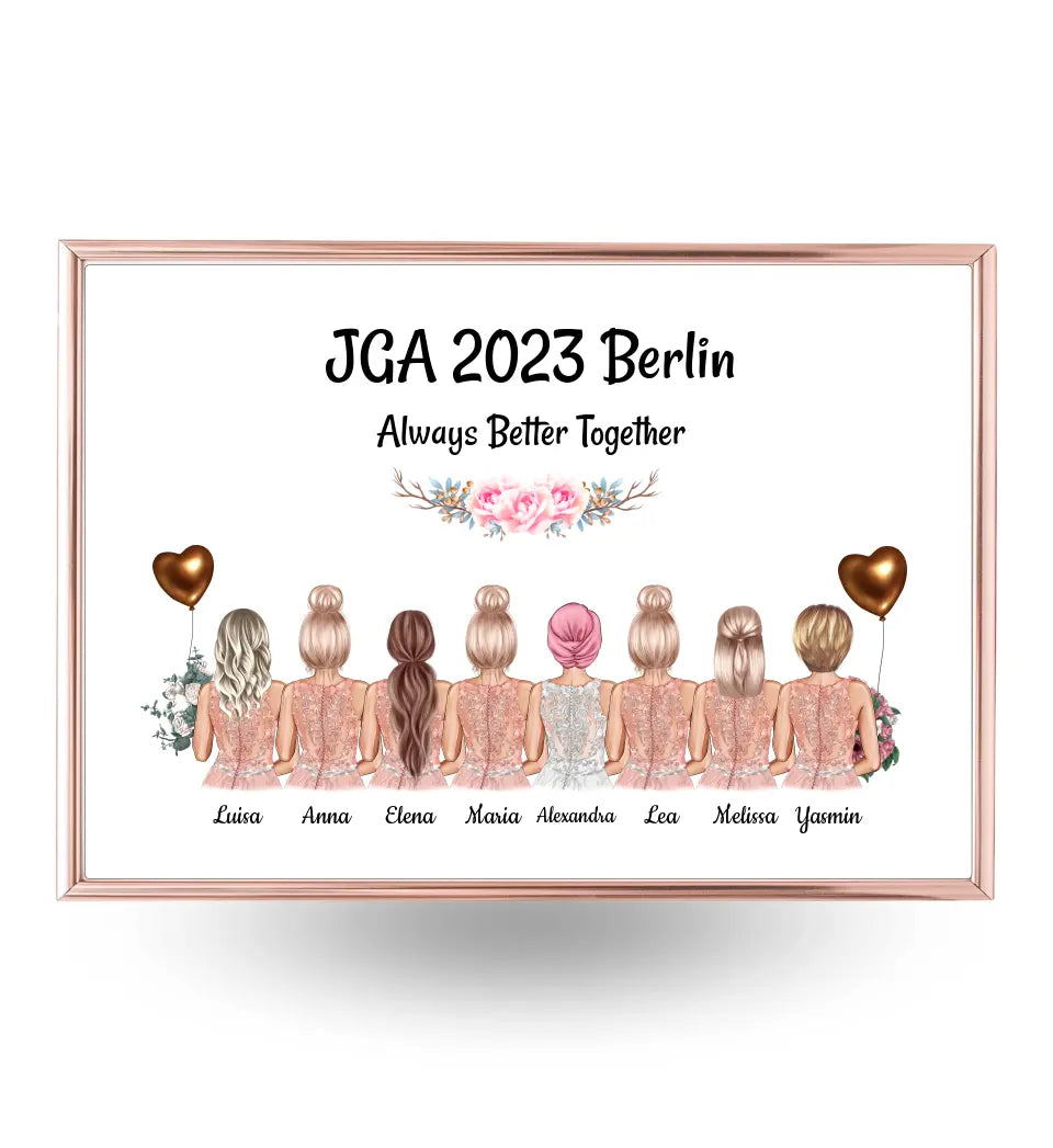 Geschenk 8 Freundinnen JGA Poster individuell selber gestalten