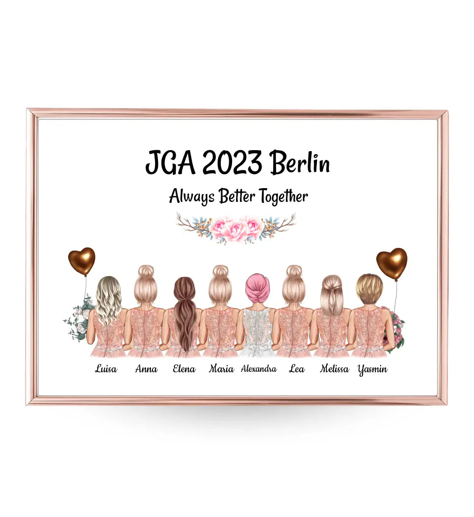 Geschenk 8 Freundinnen JGA Poster individuell selber gestalten