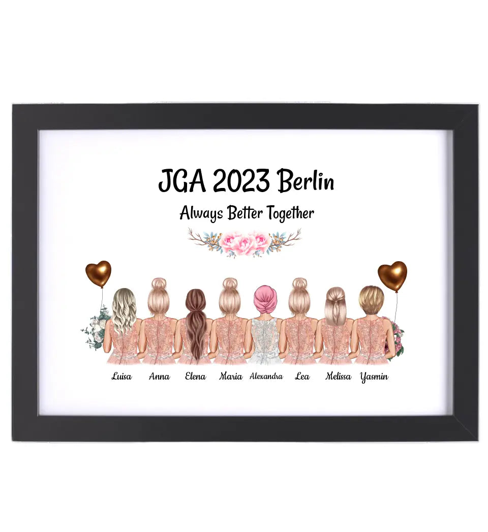 Geschenk 8 Freundinnen JGA Poster individuell selber gestalten