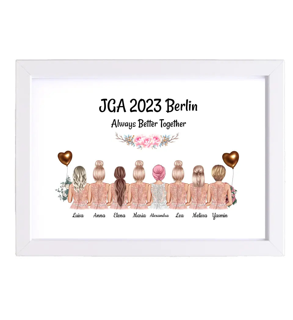 Geschenk 8 Freundinnen JGA Poster individuell selber gestalten