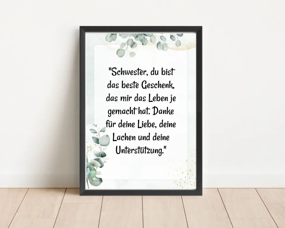 Schwestern Spruch Posterdruck personalisiert