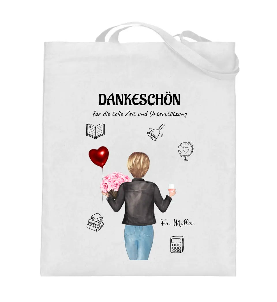 Lehrerin Danke Jutebeutel Tasche Geschenk mit Bild gestalten