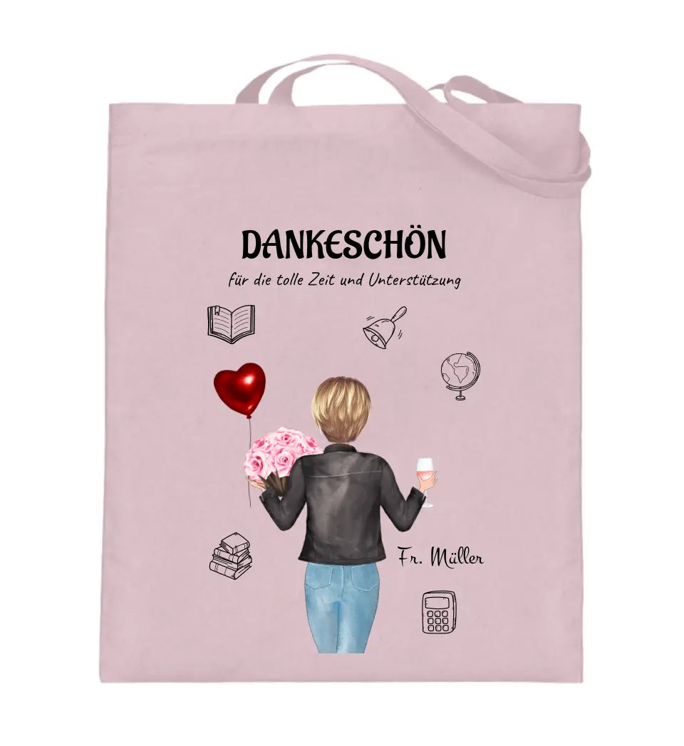 Lehrerin Danke Jutebeutel Tasche Geschenk mit Bild gestalten