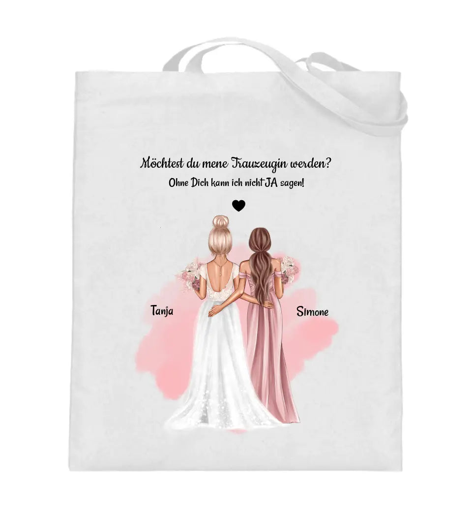 Trauzeugin Fragen Jutebeutel Tasche Geschenk bedrucken