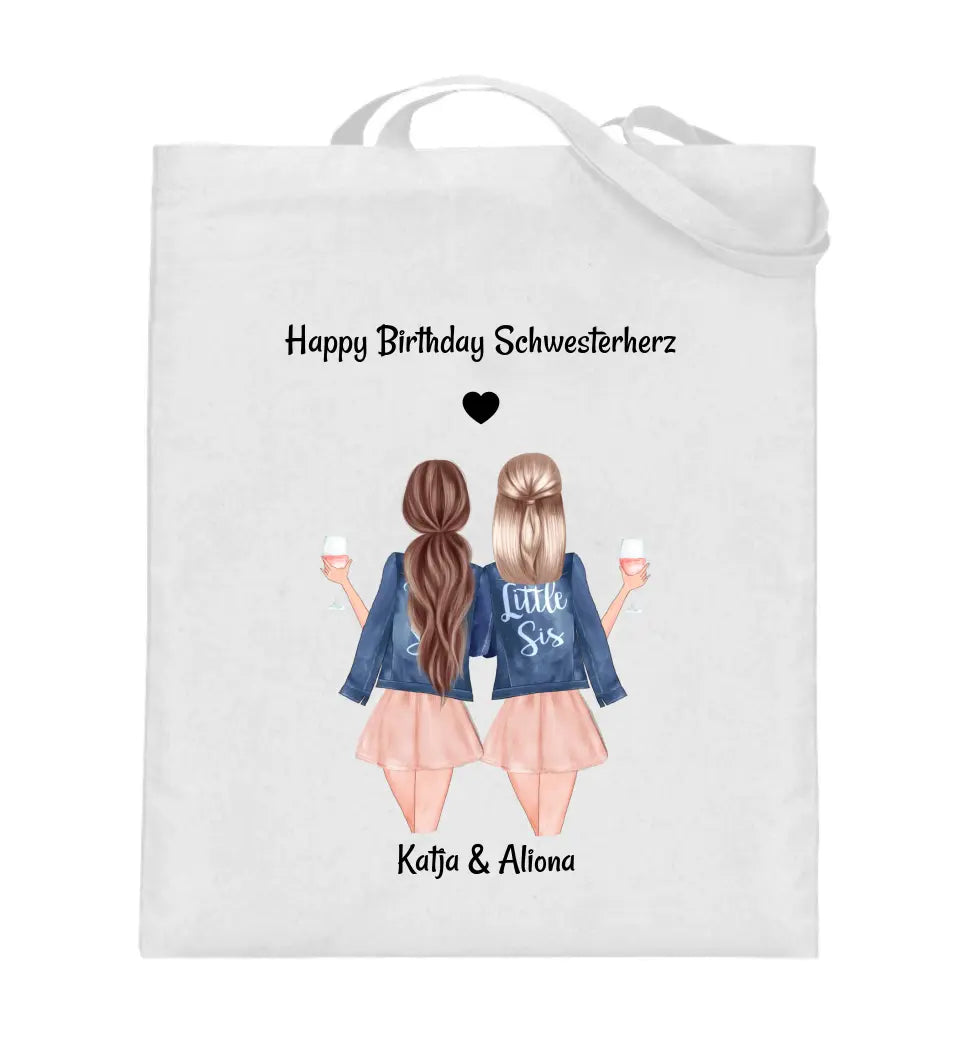 Schwester Jutebeutel Geschenk personalisiert