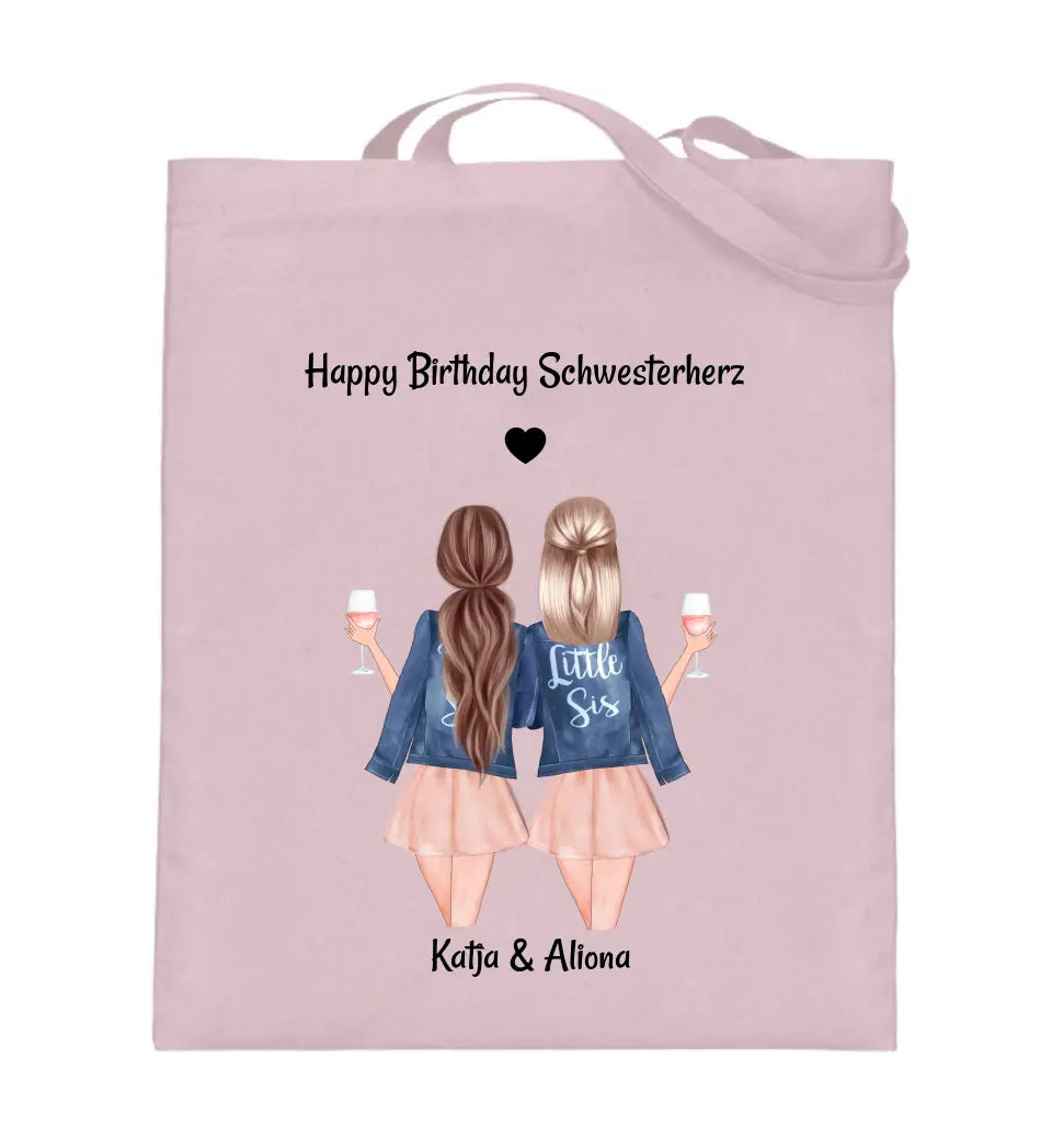 Schwester Jutebeutel Geschenk personalisiert